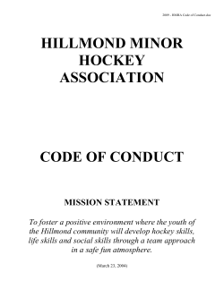code of conduct - Hillmond Arena