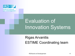 An evaluation of the innovation system needs to - ESTIME