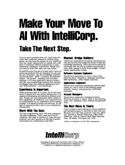 Make Your Move To Al With IntelliCorp. Take The Next Step