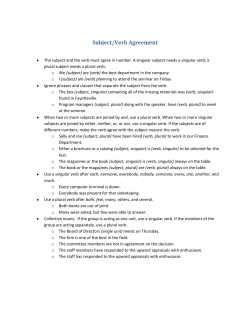 Subject/Verb Agreement