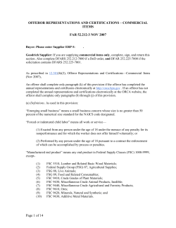 Certification and Representation Form