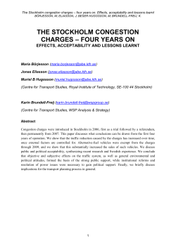 The Stockholm congestion charges &ndash; four years on Effects