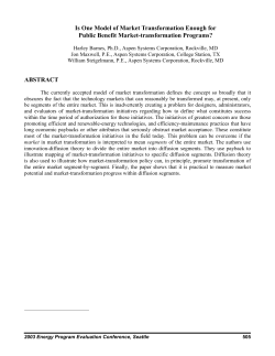 Is One Model of Market Transformation Enough for Public Benefit