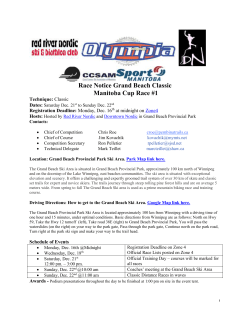 Race Notice Grand Beach - Cross Country Ski Association of Manitoba
