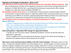 Regulatory and Strategic Considerations: What is CPV? FDA
