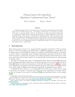 Algorithmic Combinatorial Game Theory