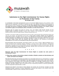 Musawah Protection of Family Submission for OHCHR