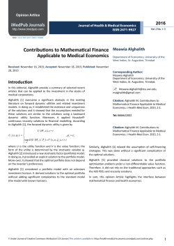 Contributions to Mathematical Finance Applicable to Medical