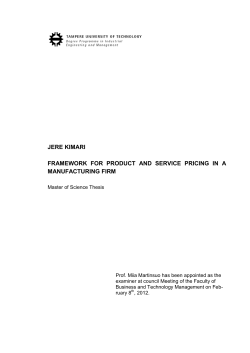 jere kimari framework for product and service pricing in a