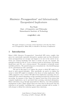 Maximize Presupposition! and Informationally Encapsulated