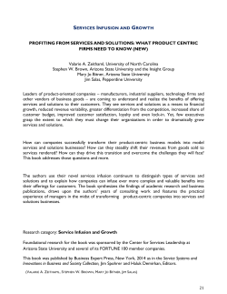 PROFITING FROM SERVICES AND SOLUTIONS: WHAT PRODUCT