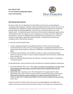 Date: May 22, 2017 To: First Protective Independent Agents From