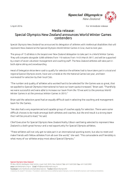 Special Olympics New Zealand announces World Winter Games