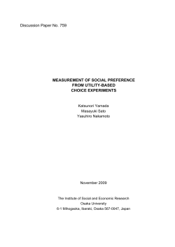 Discussion Paper No. 759 MEASUREMENT OF SOCIAL