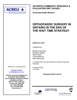 orthopaedic surgery in ontario in the era of the wait time strategy