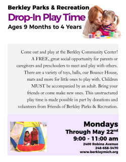 Come out and play at the Berkley Community Center! A FREE, great