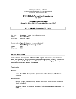 INFS 260: Information Structures SYLLABUS (September 25, 2007)