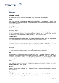 Glossary - Credit Suisse