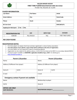 First Time Players - Nelson Minor Hockey Association