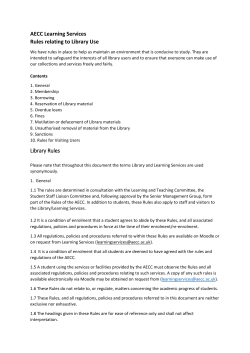 AECC Learning Services Rules relating to Library Use Library Rules