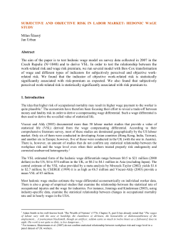 SUBJECTIVE AND OBJECTIVE RISK IN LABOR MARKET