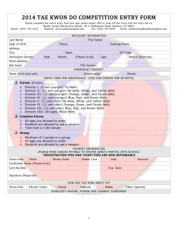 2014 Tae Kwon Do Competition Entry Form