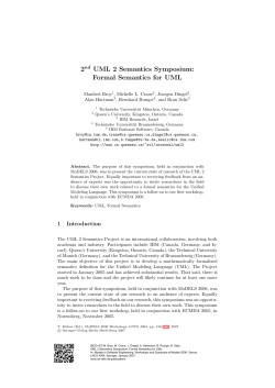 2nd UML 2 Semantics Symposium: Formal Semantics
