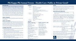 Phi Kappa Phi Annual Forum - Health Care: Public or Private Good?