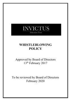 Invictus Trust Whistleblowing Policy 13 February 2017