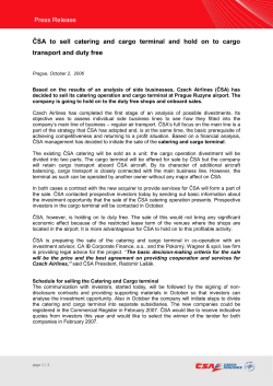 CSA to sell catering and cargo terminal and hold on