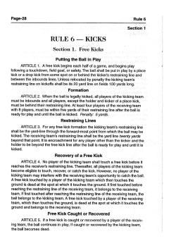 RULE 6 - KICKS