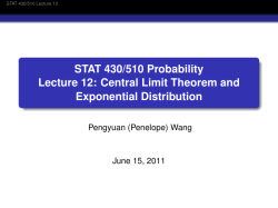 STAT 430/510 Probability Lecture 12: Central Limit Theorem and
