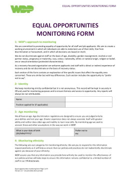 Equal Opportunities Monitoring Form