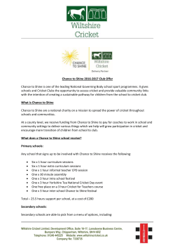 Wiltshire Cricket Chance to Shine Club Offer 2016-2017