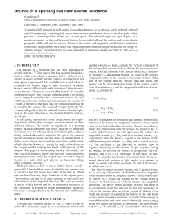 Bounce of a spinning ball near normal incidence