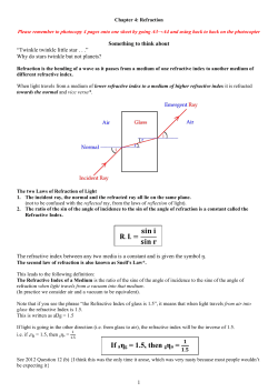 Refraction - The Physics Teacher