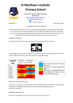 Newsletter 14 15 December 2016 - St Matthew`s Catholic Primary