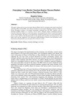 Emerging Cross Border Tourism Region Macau