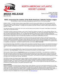 north american 3 atlantic hockey league media release