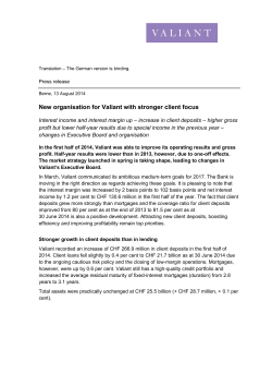 New organisation for Valiant with stronger client focus