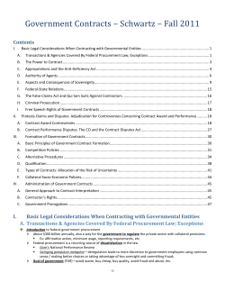 Government Contracts &ndash; Schwartz &ndash; Fall 2011