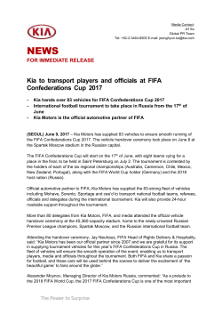 NEWS FOR IMMEDIATE RELEASE Kia to transport players and
