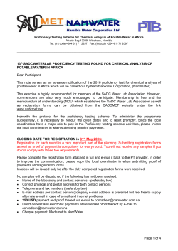PT Notification_13th Proficiency Testing Round 2016