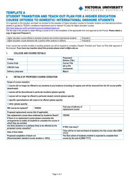 Template A — Student Transition and Teach Out Plan for