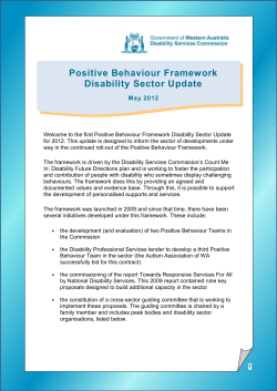 Positive Behaviour Framework Disability Sector Update &ndash; May 2012