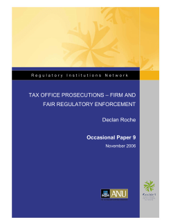 Tax Office Prosecutions: Firm and Fair Regulatory - RegNet