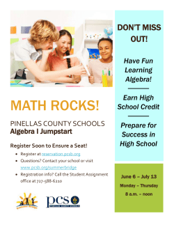 Algebra 1 Jump Start Information