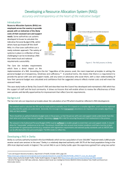 Derby Council - Assessment/Resource Allocation