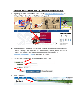 Baseball Nova Scotia Scoring Bluenose League Games