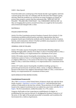 CASE 1: Hate Speech Pawel Kowalski and a small group of his